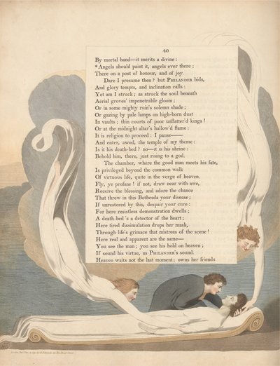Pensamientos Nocturnos de Young, Página 40, Los Ángeles Deberían Pintarlo, Ángeles Siempre Allí de William Blake